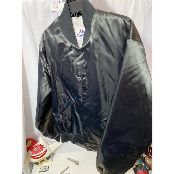 Vtg 50s 60s Rock N Roll Satin Jacket Black Mens Large Rockabilly Dance Majestic - Picture 4 of 9